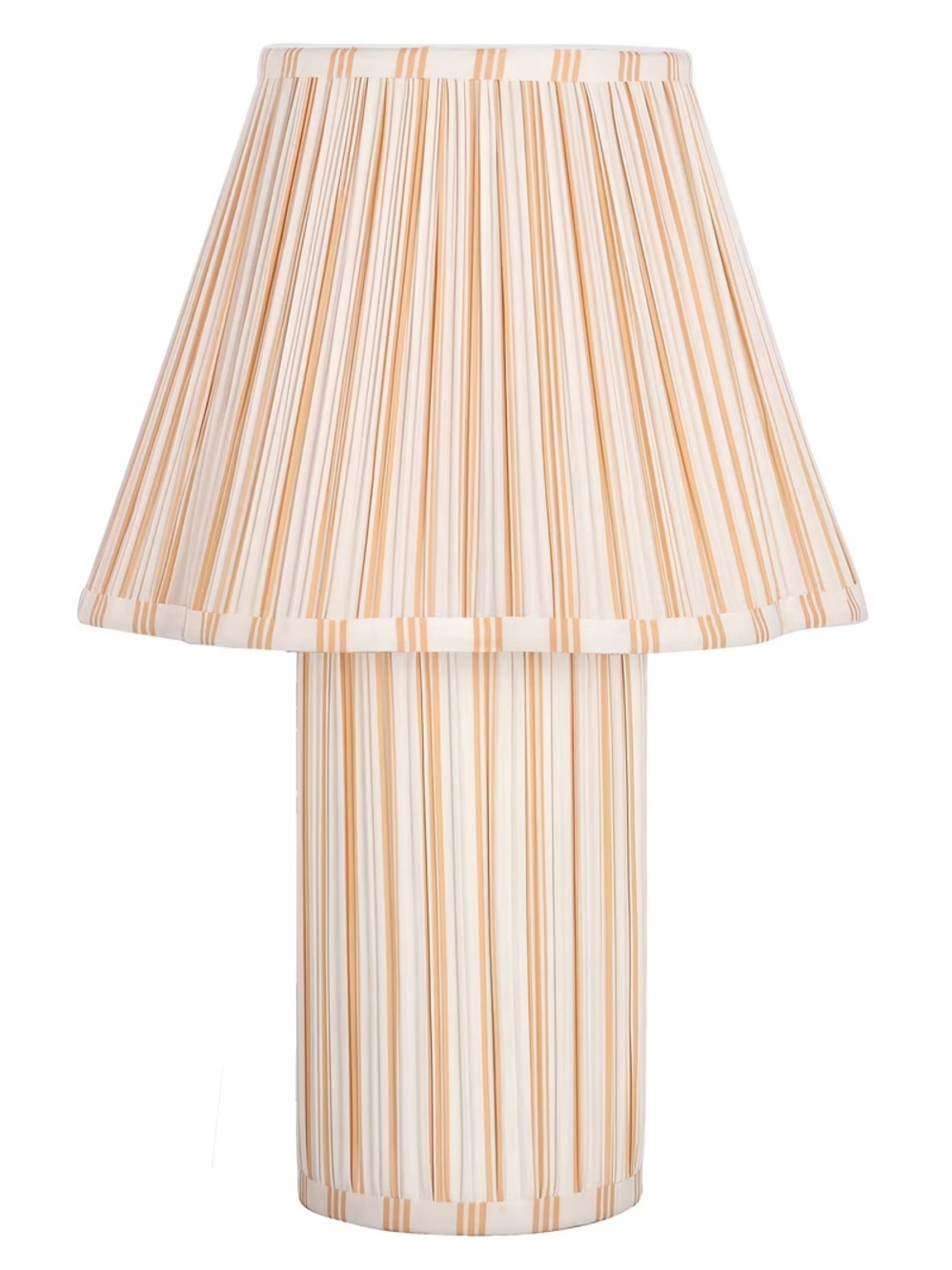 DREW BARRYMORE Beautiful 19” Cabana Stripe  Table Lamp w/ Scalloped shade Yellow